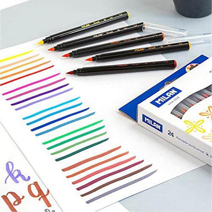 Image du produit Set de marqueurs 24 pièces Pinceau Coloré (Multicolore, 4 mm, 24 x)