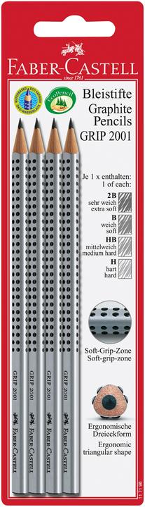 Produktbild Faber-Castell Bleistift Grip 2001 (H HB B 2B) BK (2B, B, HB, 1 x)