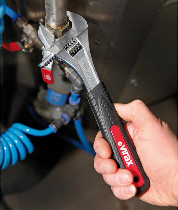 Image du produit Virax Clé à molette 12" avec mâchoire fonctionnelle 2 en 1 pour tubes et écrous
