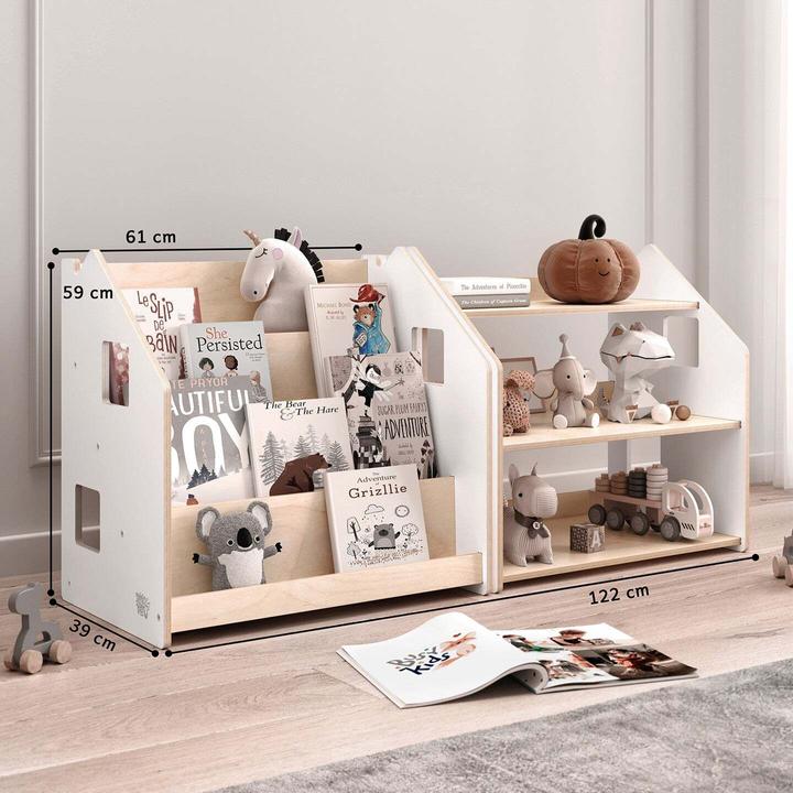 Produktbild Montessori Bücher- & Spielzeugregal Set