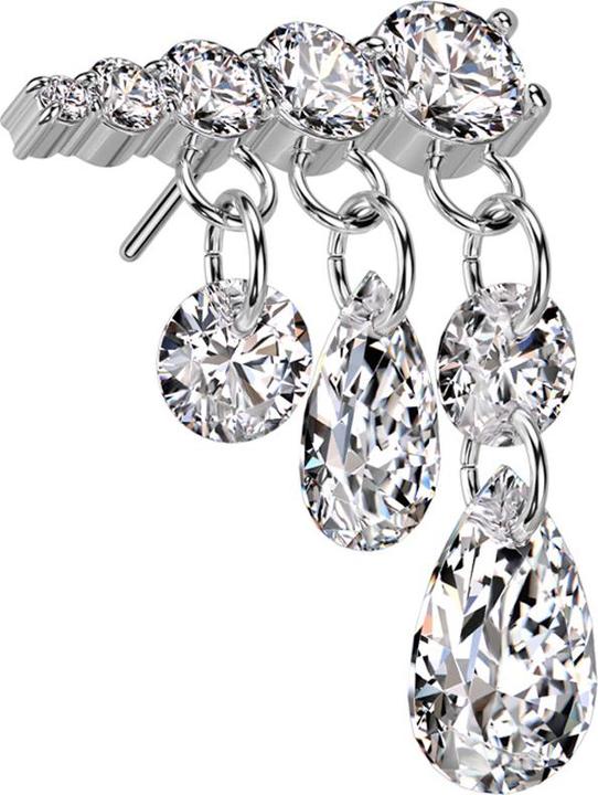 Immagine prodotto Star Piercing Cristalli d'argento senza fili che scendono ciondolando gocce di cristallo a destra (Titanio G23, senza ottone)