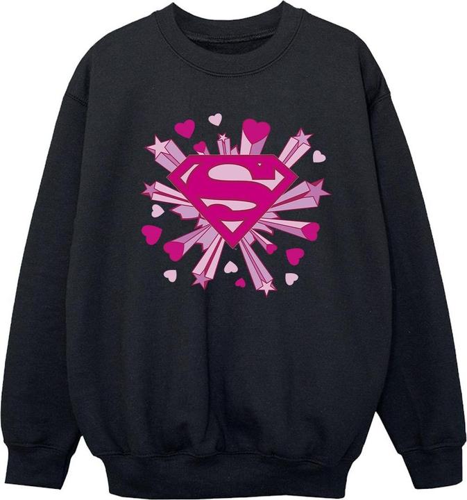 Image du produit - Sweat SUPERMAN PINK HEARTS AND STARS LOGO - Fille (152, 158)