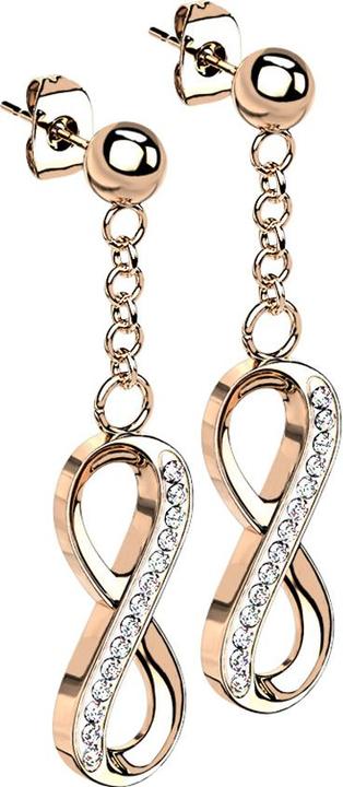 Produktbild Star Piercing Ohrstecker rosegold Kugel Anhänger Unendlich mit Kristallen (ohne Messing, Chirurgenstahl 316L)