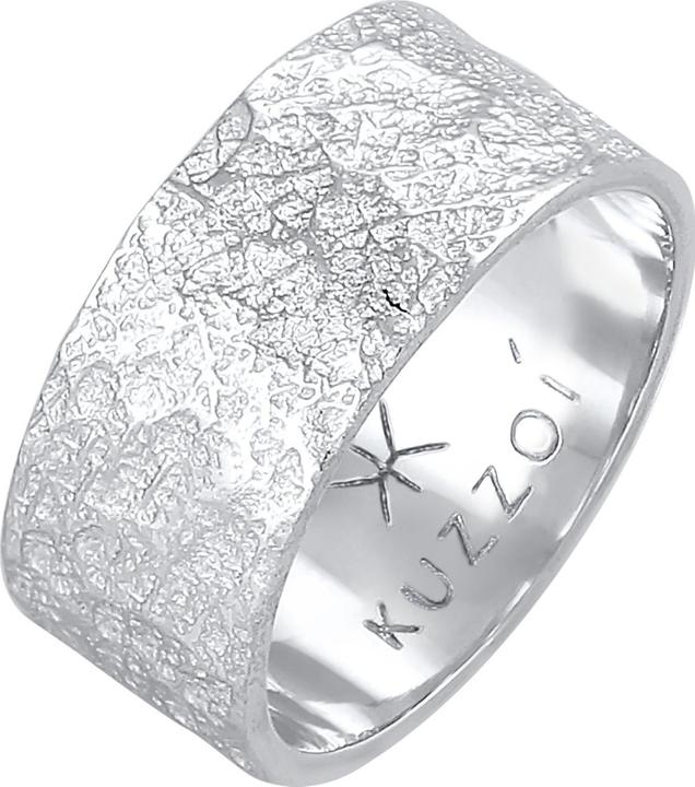 Kuzzoi Ring Herren Bandring Organic Struktur 925 Silber (64, 925 Silber)