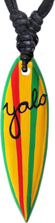 Actual product image Star Piercing Necklace black pendant surf green with yellow and red stripes in olive wood (Organic, without brass)