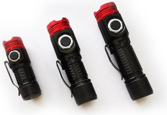 Actual product image Rs Pro Torch, LED, Rechargeable, 600lm, 125m, IPX4, Black / Red (9.20 cm, 600 lm)