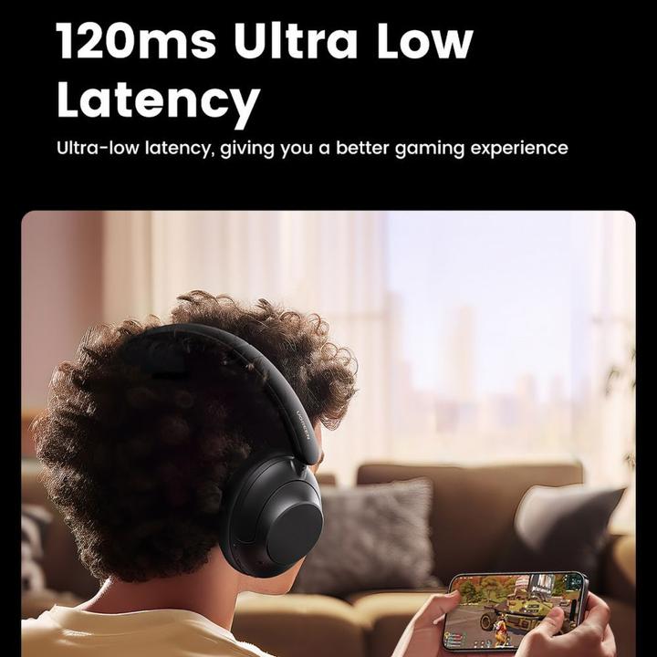 Actual product image Ugreen Słuchawki bezprzewodowe HP202 HiTune Max5 Hybrid ANC (czarne) (ANC, 90 h, Cable, Wireless)