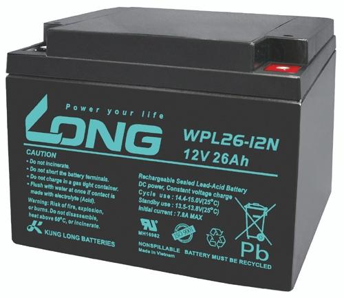 Long WPL26-12N-M WPL26-12N-M Bleiakku 12V 26Ah Blei-Vlies (AGM) (B x H x T) 166 x 125 x 175mm M5-Sc (12 V, 26 Ah)