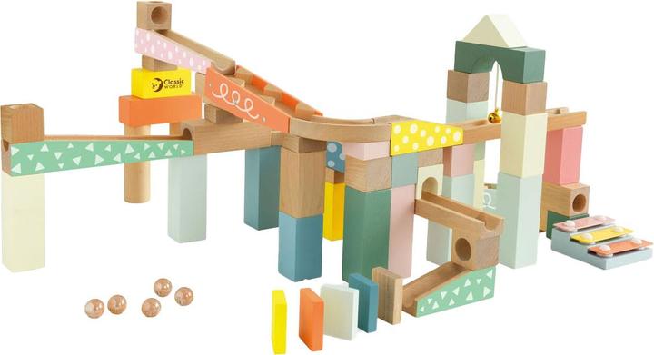 Immagine prodotto Classic World Set di costruzioni in legno con pista di marmo, 62 pezzi.