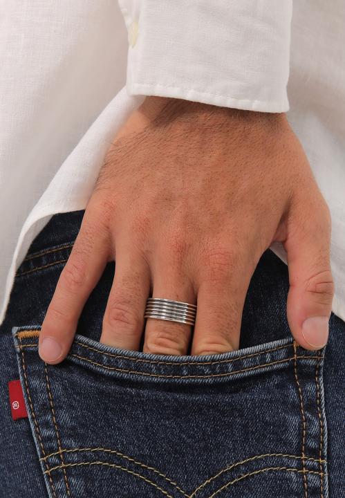 Image du produit Kuzzoi Bague Homme Bague ruban massif rainures 925 argent (66, Argent 925)