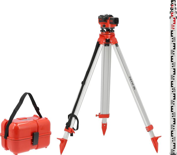 Image du produit Yato Optisches Nivelliergerät 32-Fach, Bereich 100m, IP54 inkl. Stativ + Messlatte