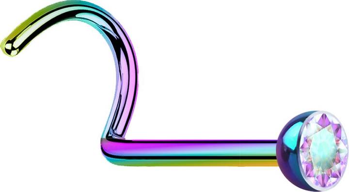 Immagine prodotto Star Piercing Borchia da naso curva colorata con cristalli multicolore (Acciaio chirurgico 316L, senza ottone)