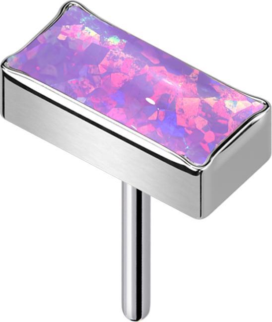 Star Piercing Threadless rechteck silber Opal violett (ohne Messing, Titan G23)