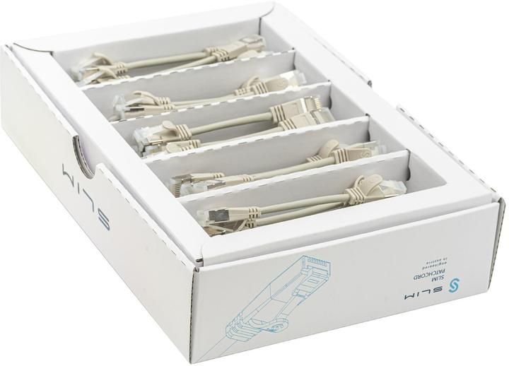 SLIM Slimpatchkabel RJ-45, Cat 6A, U/FTP, 0.1 m, Grau, 50-Pack (U/FTP, CAT6a, 0.10 m)