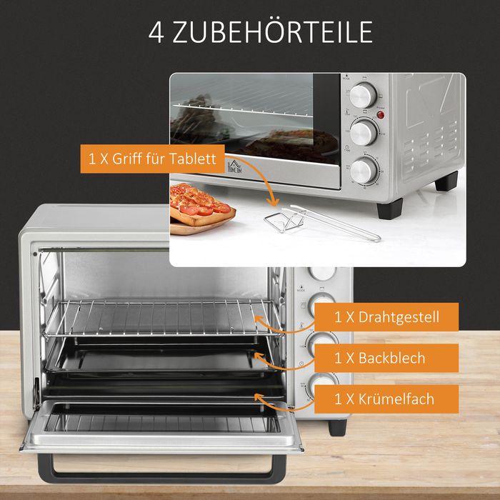 Immagine prodotto Swisshandel24 Mini forno 32L 1600W Mini forno elettrico con leccarda Metallo Acciaio inox Vetro Argento