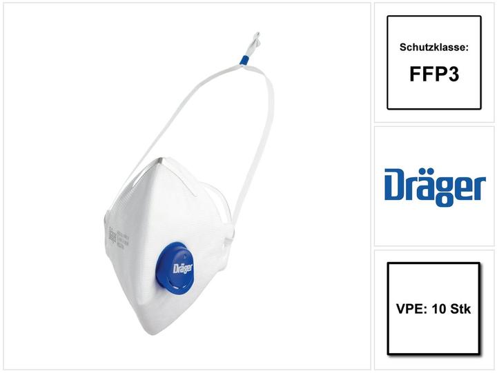 Produktbild Dräger X-plore 1730+ FFP3V NRD Partikelschutzmaske m.Ventil (Pack mit 10 St) (FFP3, 10 x)