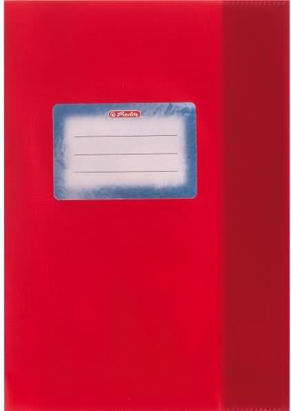 Actual product image Herlitz Exercise book cover DIN A5, embossed (raffia), PP, red with glued-on inscription label (A5)
