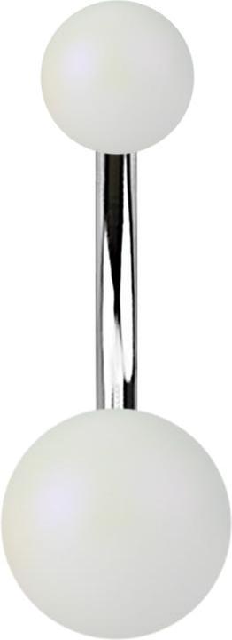 Produktbild Star Piercing Banane silber mit zwei Kugeln Perglanz matt weiss (Acryl, ohne Messing, Chirurgenstahl 316L)