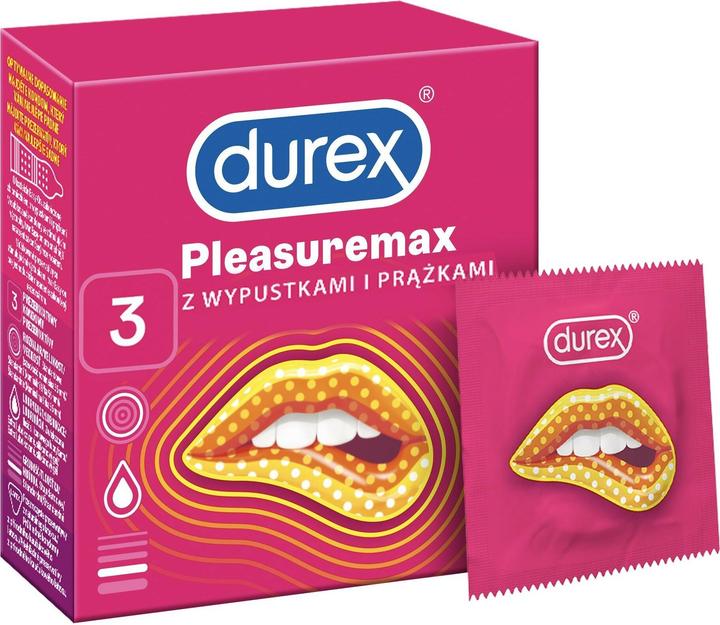 Actual product image Durex Pleasuremax ribbed condoms with tabs 3pcs (3 pcs.)