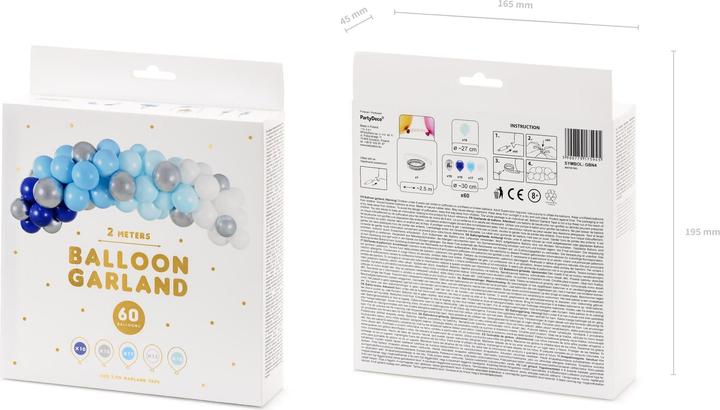 Produktbild Partydeco Bogen aus Luftballons Blau und Silber (1 x)