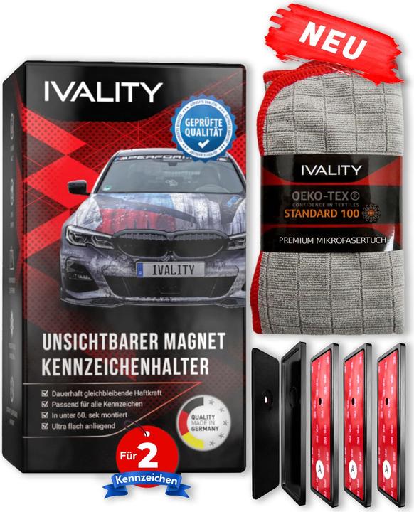 Image du produit Ivality Support de plaque d'immatriculation sans cadre (Avant + arrière)
