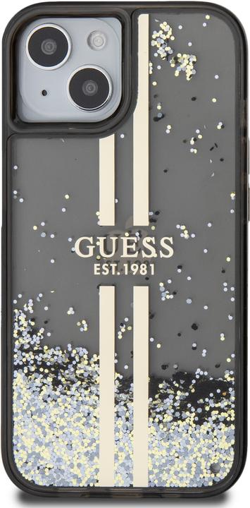 Actual product image Guess GUHCP15SLFCSEGK iPhone 15 / 14 / 13 6.1" czarny/black hardcase Liquid Glitter Gold Stripes (Apple iPhone 15)