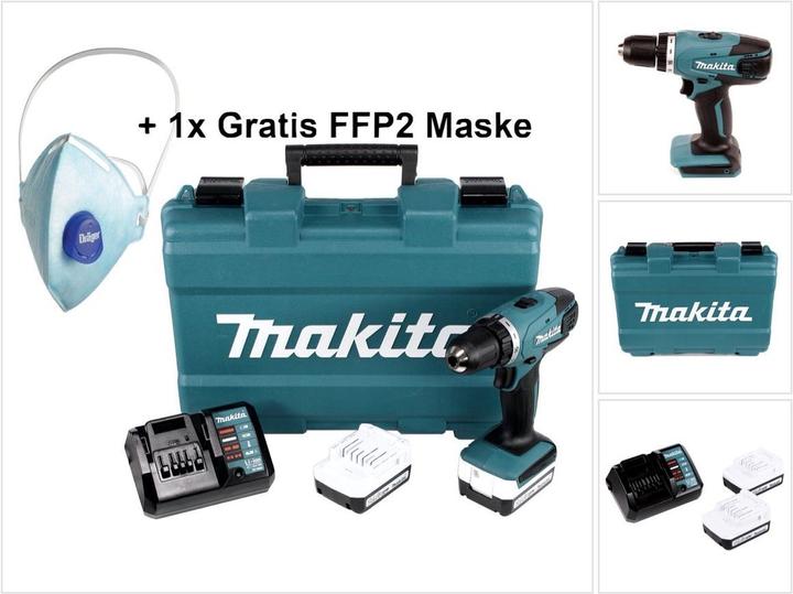 Actual product image Makita DF 347 DWE Cordless drill driver 14.4 V 30 Nm G-series + 2x rechargeable battery 1.5 Ah + charger + (Rechargeable battery operated)
