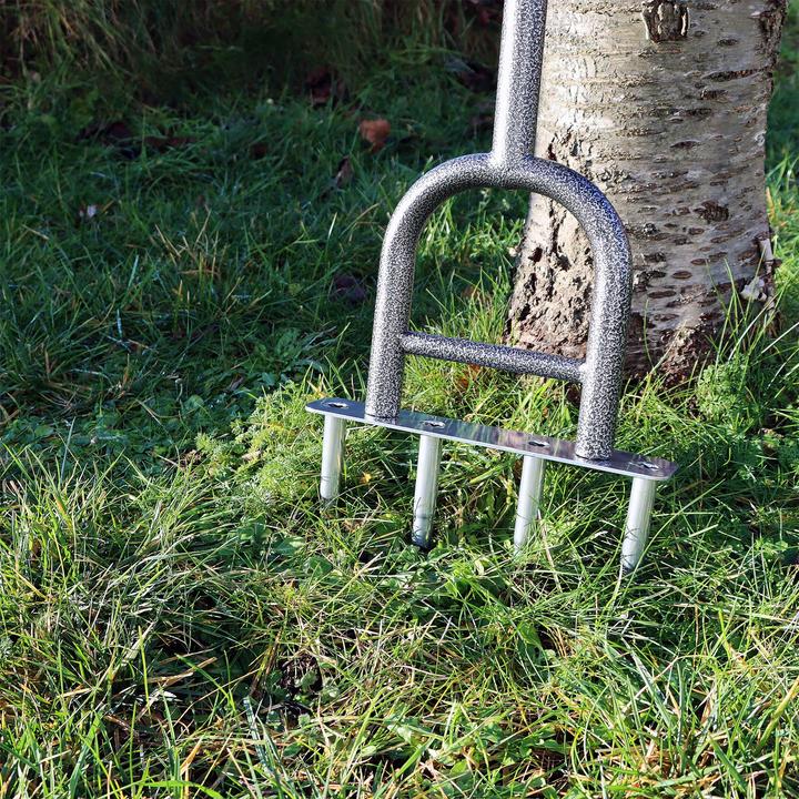 Produktbild Wiltec Hand Aerifizierer Stahl Handaerifizierer T-Griff 4 Zinken Rasenlüfter