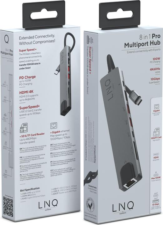 Produktbild LINQ Connects 8 in 1 Hub Pro (USB-C, 1 Ports)