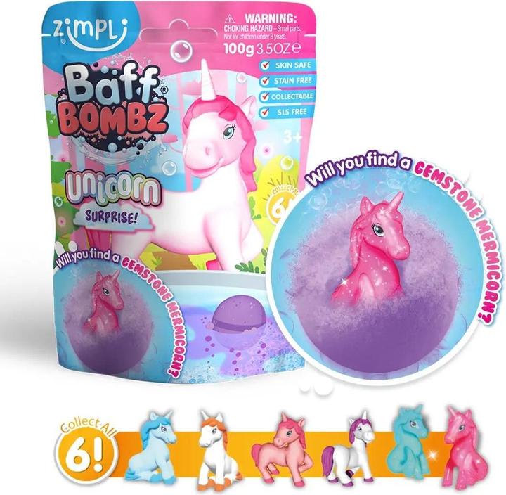 Produktbild Zimpli Kids Zimpli Baff Bombz Überraschung mit sammelbarer Einhornfigur, Badebomben-Spielzeug