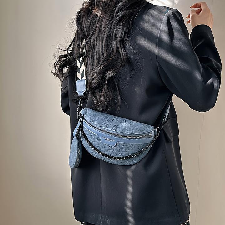 Immagine prodotto Only-Bags.Store Borsa a tracolla classica e minimalista, stile retrò a tinta unita con zip a mezza luna Fancy