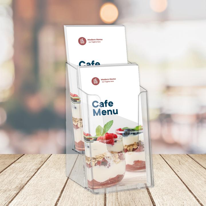 Actual product image Europel Table leaflet holder, DIN long, 2 pockets, crystal clear (A5)