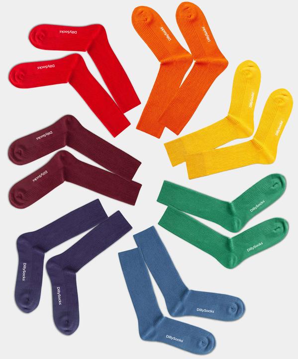 Actual product image DillySocks Ribbed Rainbow (pack of 7, 36 - 40)