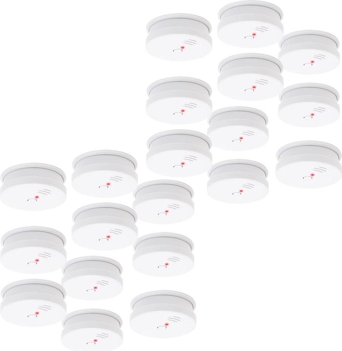 Actual product image Wiltec Smoke Alarm 20Pcs with 9V Battery and 85dB Alert as EN 14604 Conform Smoke Detector to Sense Fire