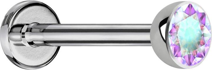 Immagine prodotto Star Piercing Micro labret argento con emisfero di cristallo multicolore (Titanio G23, senza ottone)