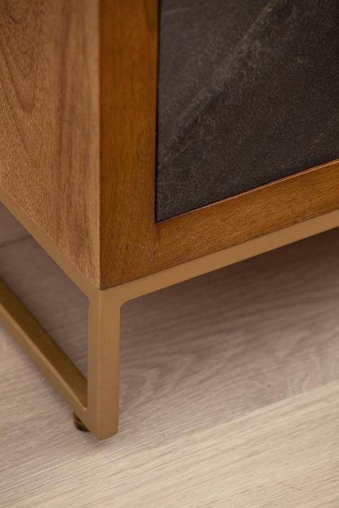 Actual product image FineBuy Bedside cabinet FB55614 solid wood brown (40 x 60 x 30 cm)