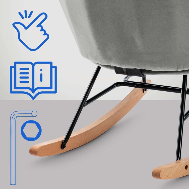 Actual product image CLP Sanka Velvet Rocking Chair, grey