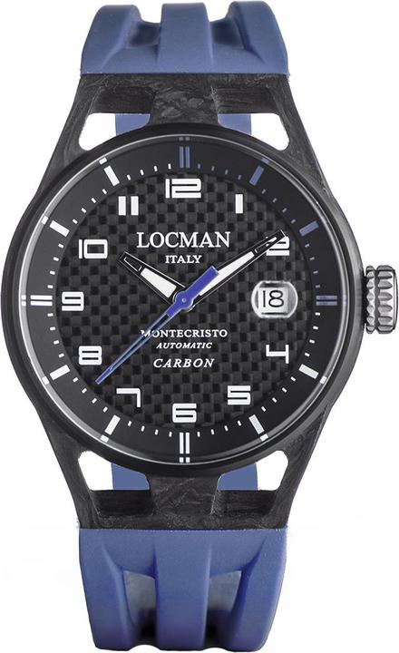 Produktbild Locman Italy Herrenuhr Montecristo Carbon blau Automatik Ref. 0544 (Uhr mit Schmuckstein, 41 mm)