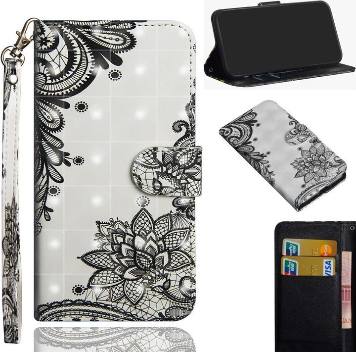 Produktbild Cover-Discount iPhone 12 mini - Etui Glitzer Effekt Blumen schwarz (Apple iPhone 12 mini)