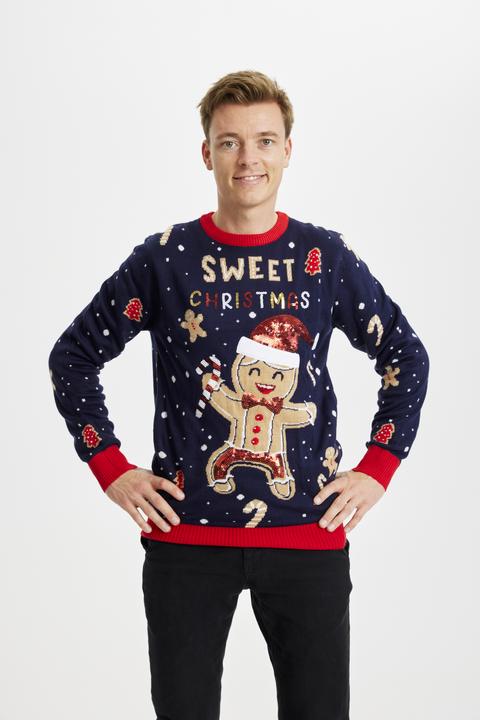 Actual product image Christmas Sweats Cute Cookie Man LED Sweater (M)