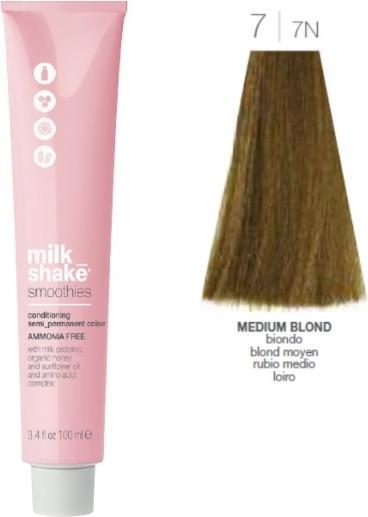 Actual product image Milk_Shake Vopsea semi-permanenta Milk Shake Smoothies 77N, Blond Mediu Natural, 100ml (77N Medium Blonde)