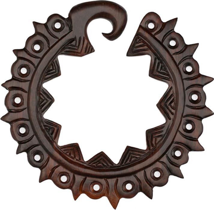 Produktbild Star Piercing Ohrgewicht Ring Sonne mit Stern aus Narra Holz (ohne Messing, Organisch)