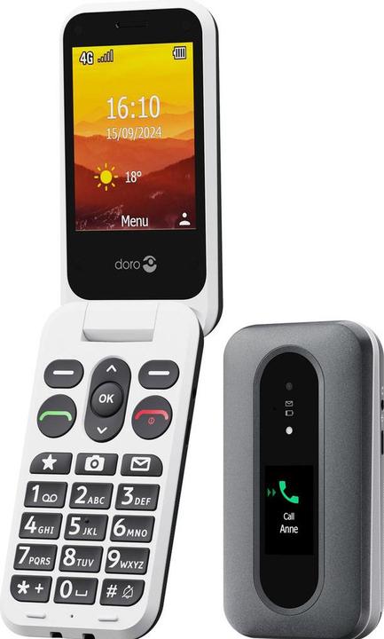 Actual product image Doro Leva L30, Clamshell, Single SIM, 7.11 cm (2.8"), 2 MP, 1150 mAh, Black, White (2.80", 2 Mpx, 4G)