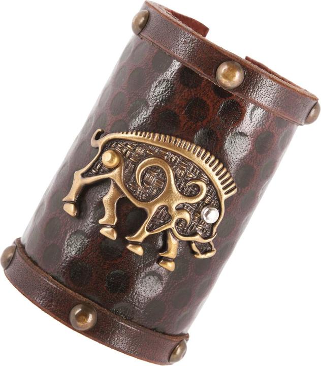 Produktbild Battle Merchant 2 Leder-Armschützer mit keltischem Wildschwein-Motiv