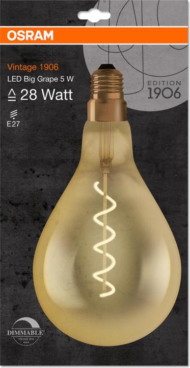 Produktbild Osram Vintage 1906 Led Big Special Shapes (E27, 5 W, 300 lm, 4 x, G)