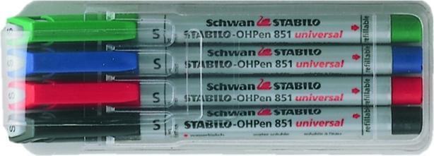 Actual product image STABILO OHPen universal foil pen water-soluble (Green, Red, Blue, Black, 0.40 mm, 4 x)