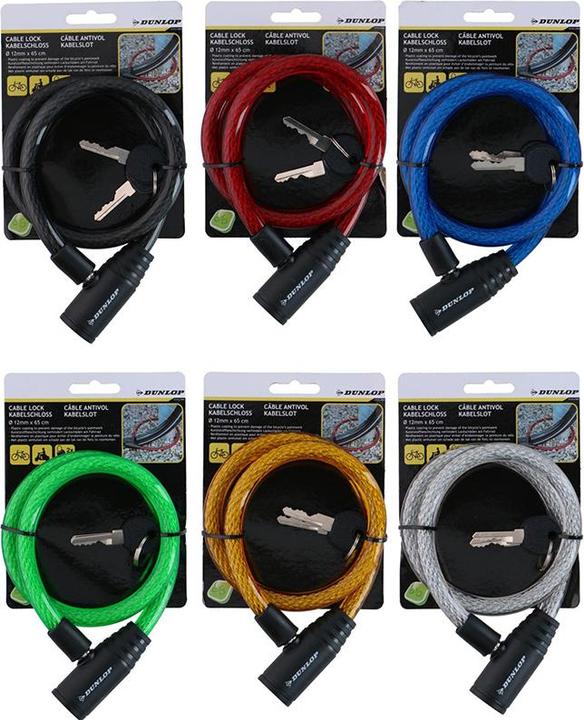 Produktbild Dunlop - Spiral-Fahrradschloss mit Schlüssel 65 cm (blau)