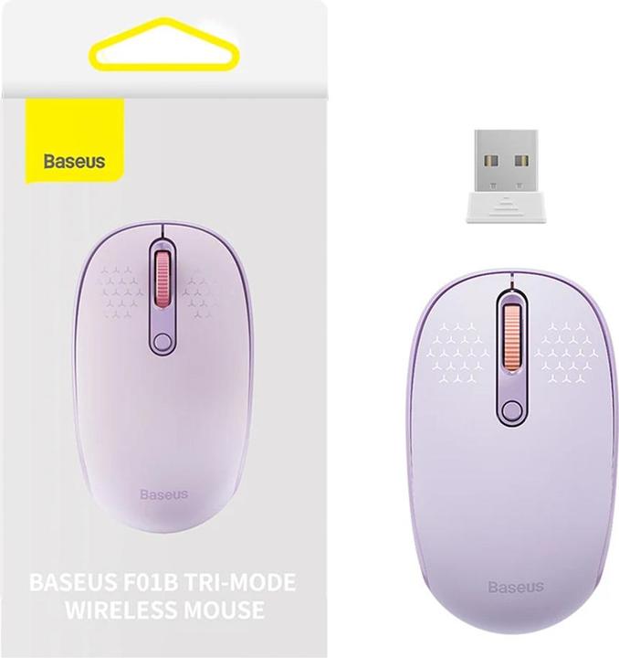 Produktbild Baseus Drahtlose Maus F01B Tri-Mode 2,4 G BT 5,0 1600 DPI (lila) (Kabellos)
