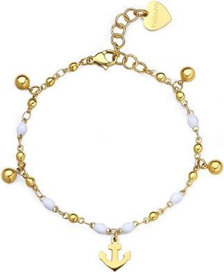 Sagapo S'Agapo Gold-Plated Bracelet With White Enamel Kotva Vibes Svb60