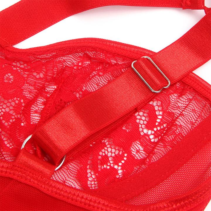 Produktbild Subblime Teddy Mit Strumpfband Mit Spitzendetail Und Streifen Rot S/M (S)